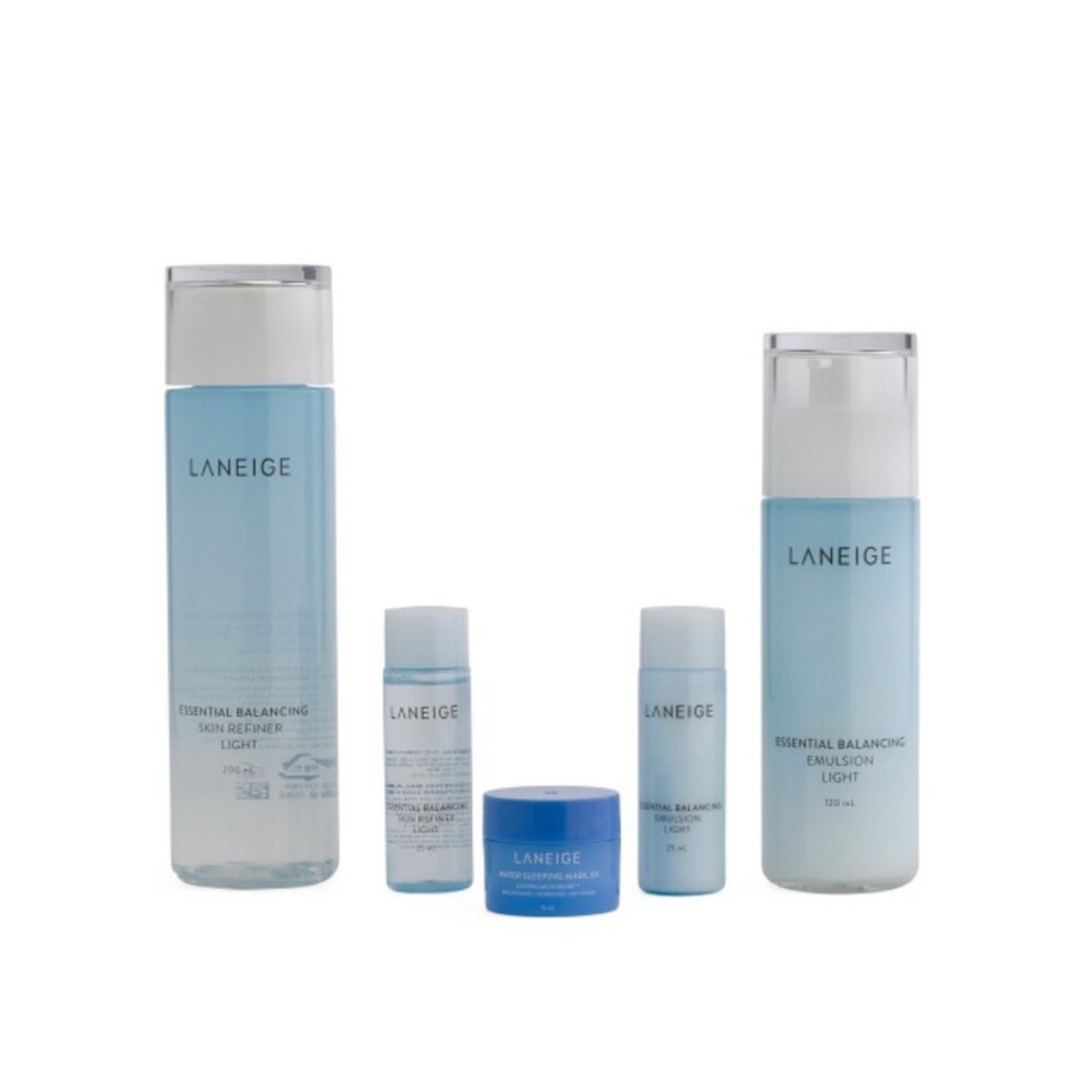 Laneige Basic Duo Set Light 5-Pcs Skincare Set,Brand New,Full/Travel Sizes NWOB